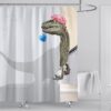 Dinosaur Shower Curtain Set for Bathroom, White Fun Kids Fabric Shower
